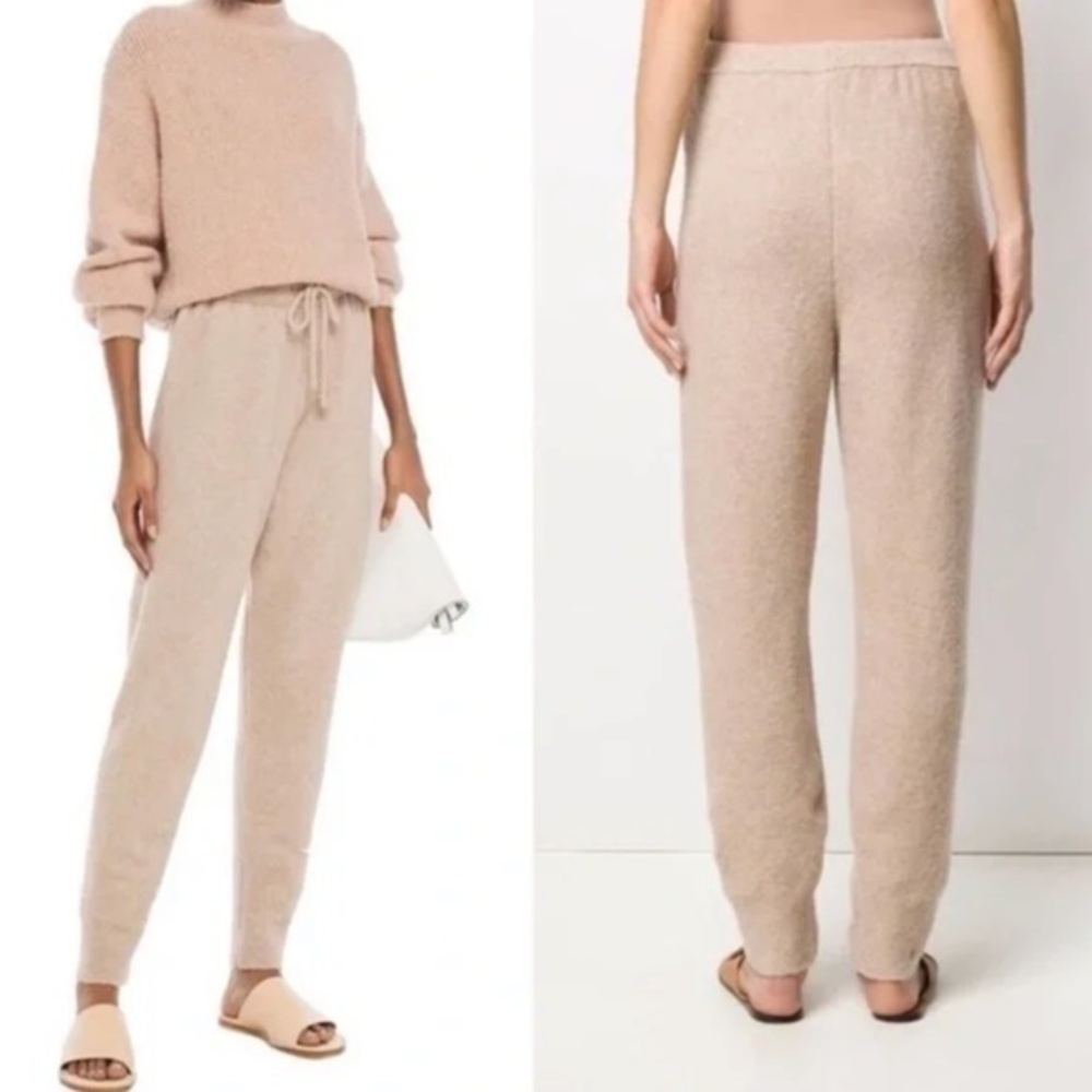 Nanushka Coba Felt Knit Wool Blend Jogger Pant in Sand Virgin Wool Blend Size XS